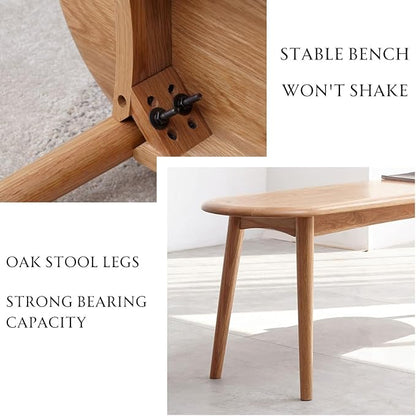 47’’-63’’ 100% Oak Extendable Dining Table and Bench Set for 2, Solid Wood Folding Kitchen Table, Mid Century Modern Dinner Table for Kitchen, Living Room, Natural (47''-63''+47''Bench)