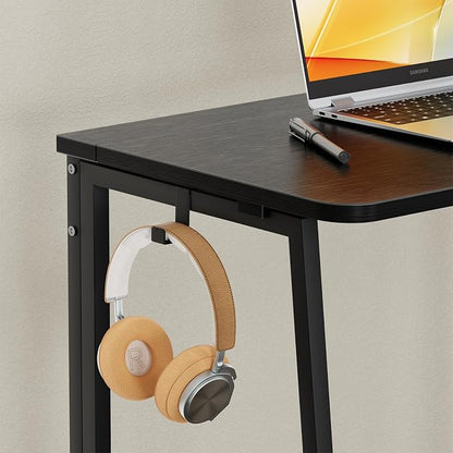 WOHOMO Folding Desk, 47.2" Foldable Computer Desk for Bedroom, Space Saving Computer Table Writing Workstation for Home Office, Easy Assembly, Black