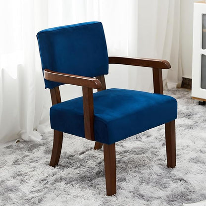 FAGAGA Accent Chair Set of 2 with Table, Living Room Chairs with Velvet Soft Seat & Armrests for Living Room Bedroom Reading Room Waiting Room (Velvet Navy)
