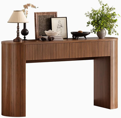ONBRILL 55 Inch Console Table with 2 Drawers, Entryway Tables with Storage, Sofa Table Behind The Couch, Hallway Tables, Walnut