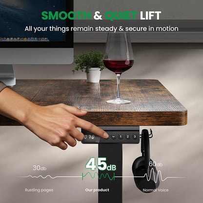 Electric Standing Desk Adjustable - 71x30 Inch Sit Stand Desk with 1 Inch Thick Tabletop, Double Beam Frame, 3 Memory Height Adjustment, Cable Management for Home Office