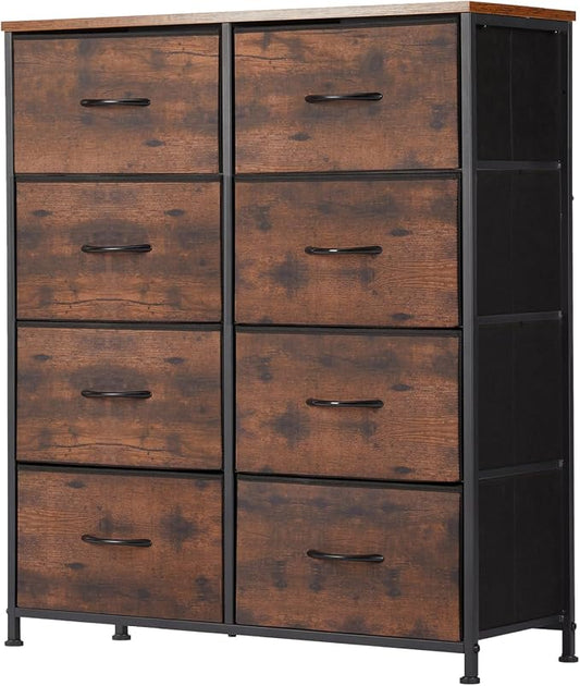 Sweetcrispy Dresser for Bedroom with 8 Drawers, Large Storage Tower | Fabric Chest of Drawers with Metal Frame Wooden Top for Closet, Living Room, Entryway, Tank