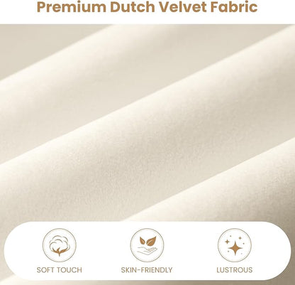 SHA CERLIN Queen Bed Frame, Dutch Velvet Upholstered Platform Bed, Vertical Channel Tufted Adjustable Headboard, Low Profile Bed Frame, No Box Spring Needed, Easy Assembly, Cream