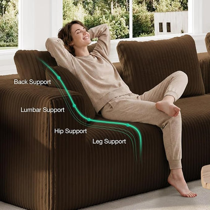 Novilla 106" Modular Sectional Sofa, Modern Cloud Sectional Couch with Smarts Coil® Support, L-Shape Boneless Couch for Living Room Apartments Bedroom, No Assembly Required, Brown (5 Seat)