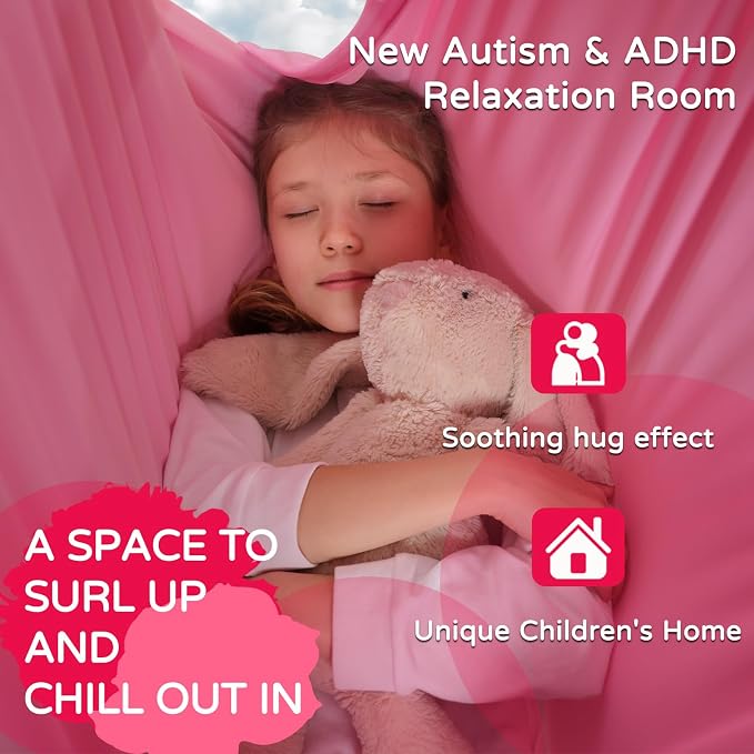Sensory Swing for Kids Indoor & Outdoor Double Layer Therapy Cuddle Hammock Chair with 360° Swivel Hanger Kit Adjustable Child and Adult Aspergers Autism ADHD (Pink) (WUBOTIYU010)