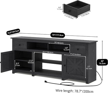 YITAHOME TV Stand for 75/80 Inch TV, Entertainment Center, TV Cabinet with Drawers and Power Outlet, Black TV Console for Living Room Furniture (70 Inch Lenght 30 Inch High)