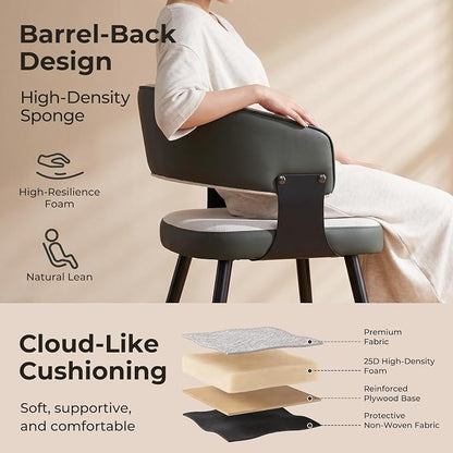 Dining Chairs Set of 6, Modern Upholstered Kitchen & Dining Room Chairs with Breathable Woven Fabric, Easy to Assemble & Clean for Dining Room, Restaurant, Cafe