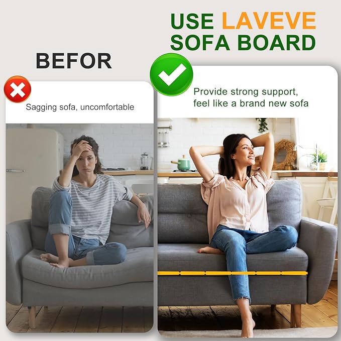 LAVEVE Heavy Duty Couch Cushion Support Board for Sagging Sofa, 21.5''x48'' Extra Thick Solid Wood Under Couch Insert with Anti-Slip Dots, Repair Sagging Spring Sofa and Replace Worn Cushions