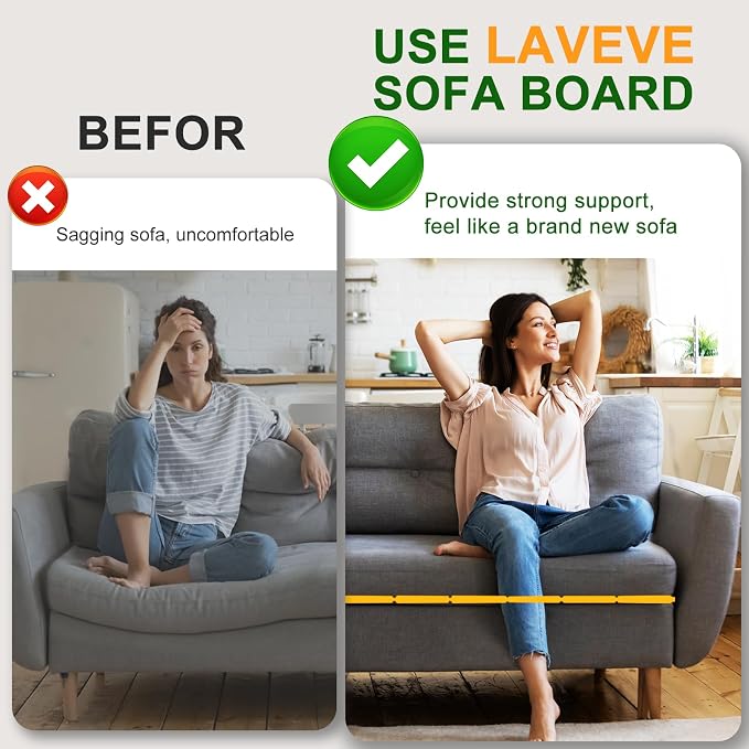 LAVEVE Heavy Duty Couch Cushion Support Board for Sagging Sofa, 25''x 45'' & 25''x70'' Extra Thick Solid Wood Under Couch Insert with Anti-Slip Dots, Repair Sagging Spring Sofa Cushions
