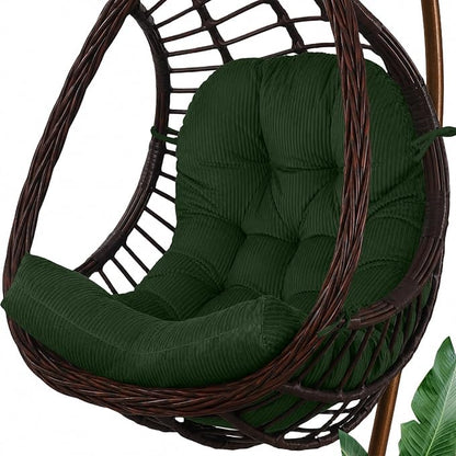 idee-home Egg Chair Cushion Replacement, Tufted Hanging Egg Chair Cushions with Corduroy Cover, Oversized Wicker Swing Cushion for Indoor Hammock Basket Chair, (Chair Not Included), 48x32 Inch