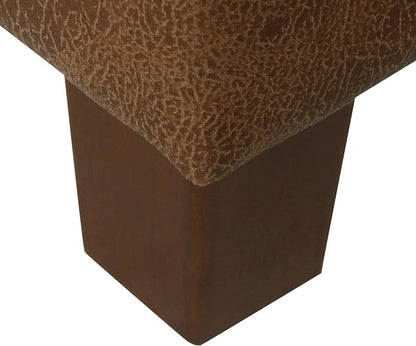 HomePop Square Tufted Storage Ottoman - Distressed Brown Faux Leather Small