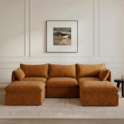 Cloud Modular Sectional Sofa, Oversized Deep Seat Comfort, Luxe Chenille | Fully Removable Washable Covers, Memory Foam Seat Cushions, Storage Ottoman, Premium Fabric