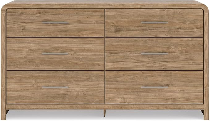 Signature Design by Ashley Dayella Contemporary 6-Drawer Dresser with Safety Stop, Light Brown