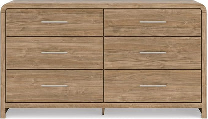 Signature Design by Ashley Dayella Contemporary 6-Drawer Dresser with Safety Stop, Light Brown