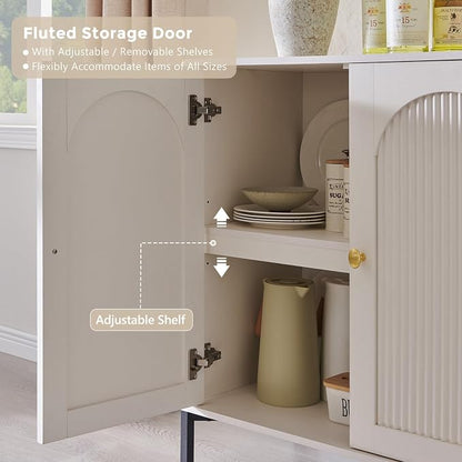 IFGET Modern Buffet Cabinet with Storage, White/ 92.63" W/141LBS
