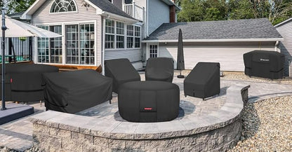 Porch Shield Fire Pit Cover - Waterproof 600D Heavy Duty Fade Resistant Round Patio Fire Bowl Cover Black - 28 inch