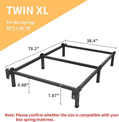 Superay Metal Bed Frame, 6-Leg Bed Base, 8 inches Support for Box Spring, Twin XL, Easy Assembly, Black