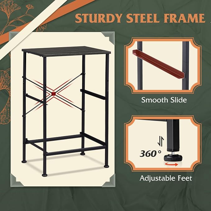 WLIVE Nightstand, Nightstand with 2 Drawers, Bedside Furniture, Night Stand, Small Dresser for Bedroom, College Dorm, End Table with Fabric Bins, Dormitory, Charcoal Black Wood Grain Print