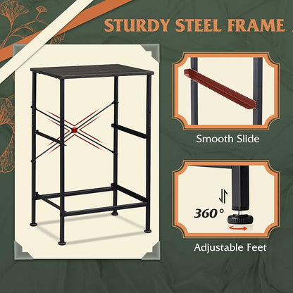 WLIVE Nightstand, Nightstand with 2 Drawers, Bedside Furniture, Night Stand, Small Dresser for Bedroom, College Dorm, End Table with Fabric Bins, Dormitory, Charcoal Black Wood Grain Print
