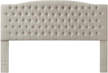 24KF Upholstered Tufted Button Linen King Headboard,Comfortable Fashional California King Headboard,Linen