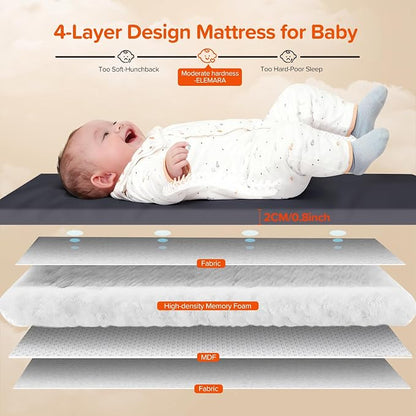 ELEMARA 3 in 1 Wide Baby Bassinet with Ajustable Side,2024 All Mesh Bedside Sleeper with Mattress,Sheet,Storage Pocket,Wheels and Trap,Playpen Travel Crib Bed with Bag