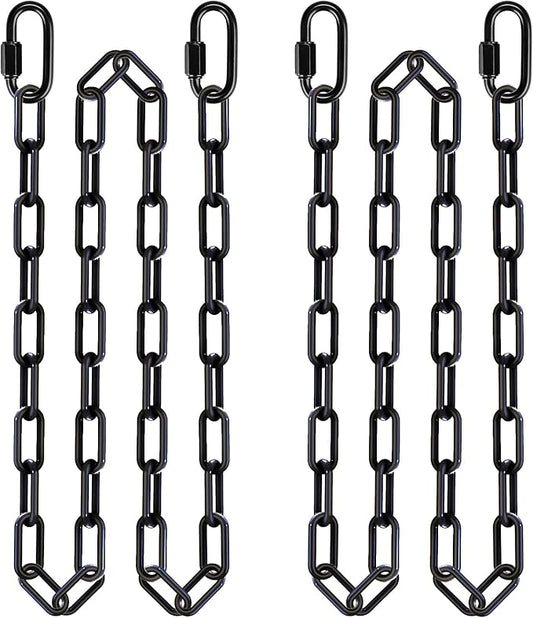BeneLabel 2Pcs 85" Heavy Duty Swing Chain with Hooks 1000 LBs Capacity Hanging Chains Porch Swing Chains and Carabiners Black Chain for Hammock Chairs, Hanging Chair, Tree Swing, Punching Bags