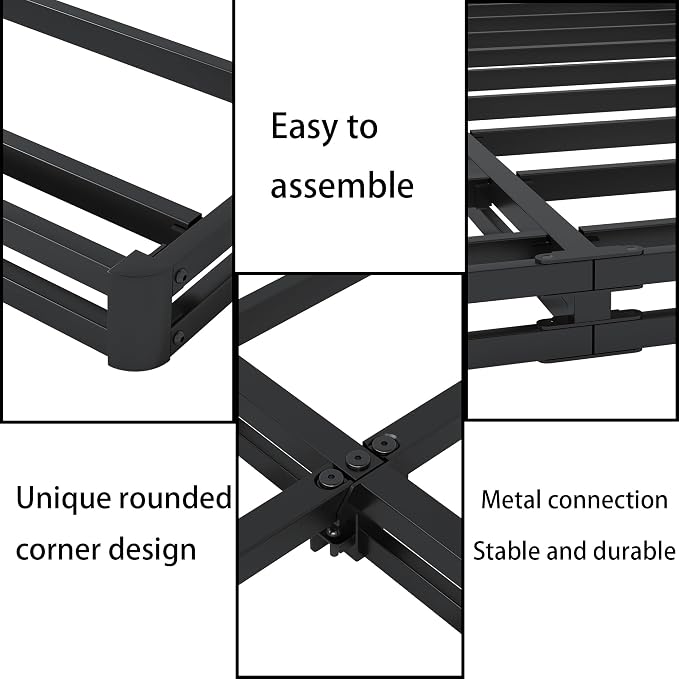 OSASET Low Profile Box Spring Queen - 3 Inch Box Spring Queen Heavy Duty Bed Foundation Metal Bed Base Easy Assembly