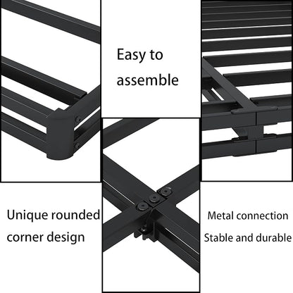 OSASET Low Profile Box Spring King - 3 Inch Box Spring King Heavy Duty Bed Foundation Metal Bed Base Easy Assembly