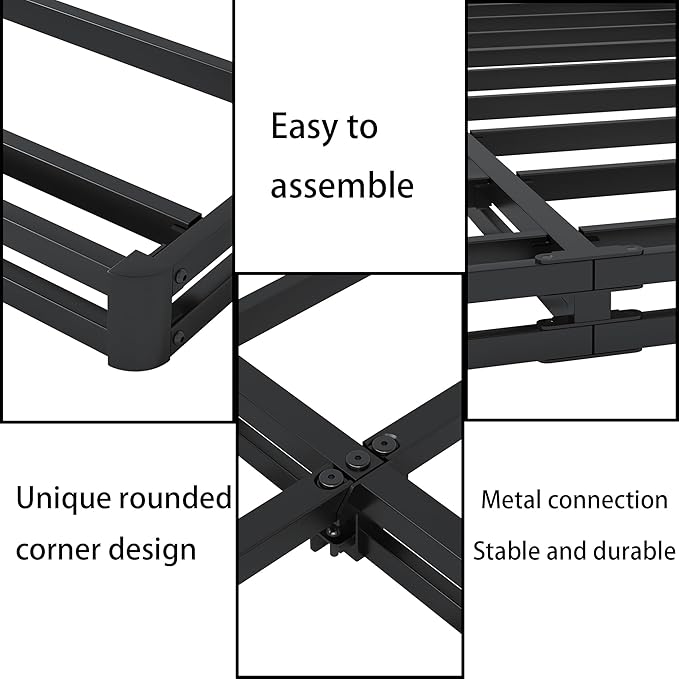 OSASET Low Profile Box Spring Twin - 3 Inch Box Spring for Twin Heavy Duty Bed Foundation Metal Bed Base Easy Assembly