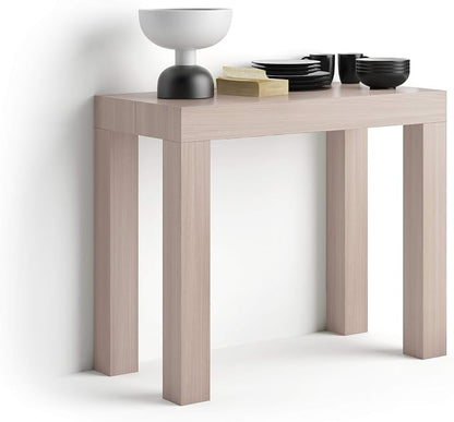 Mobili Fiver, First, Extendable Console Table 17.7(120) x35.4 in, Pearled Elm, Made in Italy