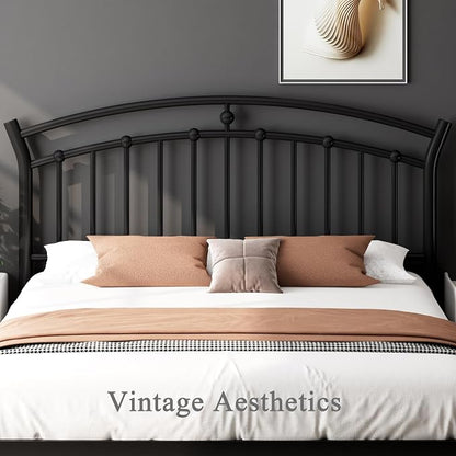 Feonase Full Black Bed Frame, Heavy-Duty Metal Bed Frame with 13 Hardened Steel Slats, 12" Under-Bed Storage, Noise-Free, Easy Assembly