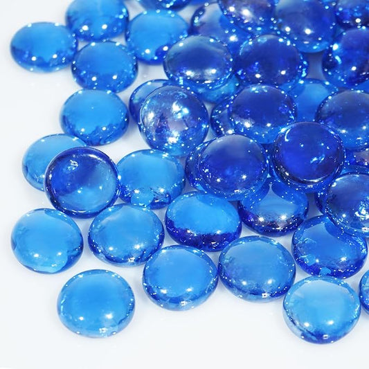 20 Pounds Fire Glass Beads,3/4 Inch High Luster Round Fire Glass for Gas Fireplace, Fire Pit Table,Landscaping, Caribbean Blue