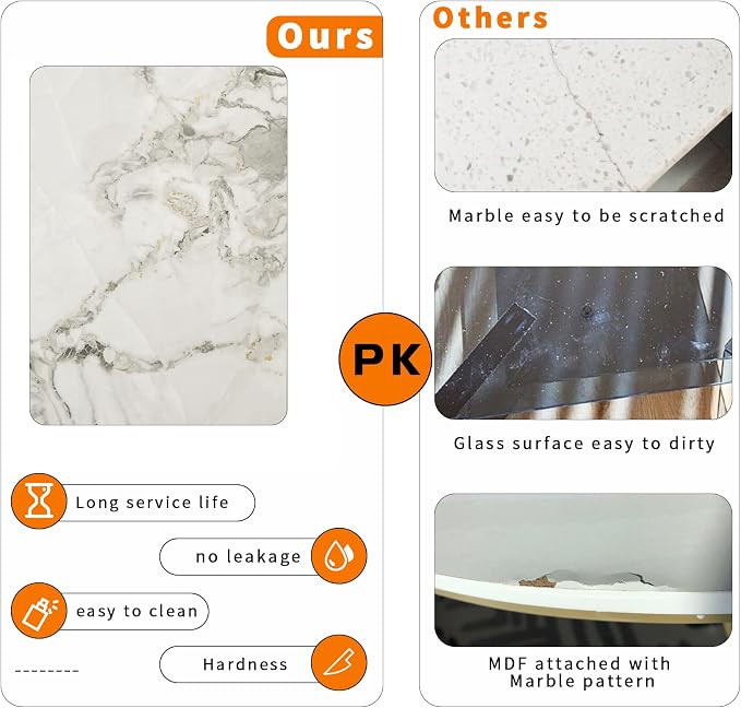 Wisfor Square Kitchen Dining Table: Sintered Stone Dining Room Table Modern Coffee Table Marble Table with Stable Metal for Kitchen Living Room Office Patio Seaside, 31.5x31.5x29.92 inch
