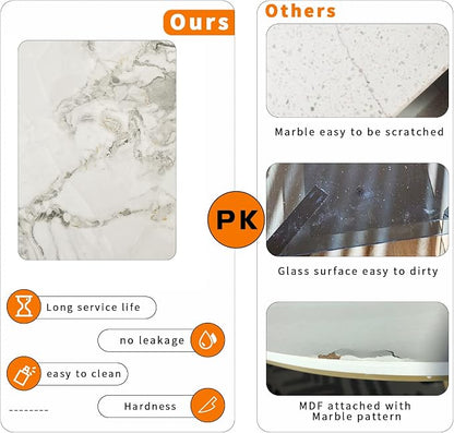 Wisfor Square Kitchen Dining Table: Sintered Stone Dining Room Table Modern Coffee Table Marble Table with Stable Metal for Kitchen Living Room Office Patio Seaside, 31.5x31.5x29.92 inch