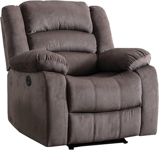 EBELLO Classic Power Recliner Chair, Oversized Electric Overstuffed Reclining Chair with Soft Cushion and Back, Sofa with Comfortable Armchair, Brown