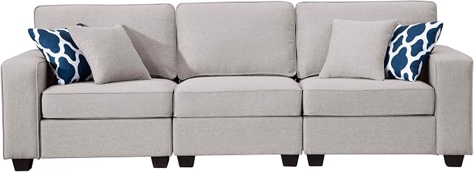 Legend Vansen Oversized Modular Sectional Sofa,U/L‑Shaped Reversible Couch with Ottoman,Deep Seat Plush Polyester Sofa for Living Room,6‑Seater,Light Grey