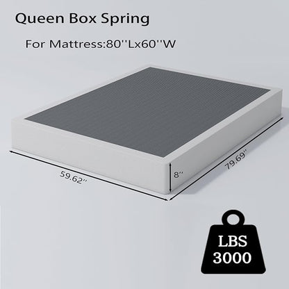 Vaciwe Queen Box Spring 8 Inch Heavy Duty Metal Box Springs,Mattress Foundation with Fabric Cover, Noise Free, Non-Slip,Easy Assembly.