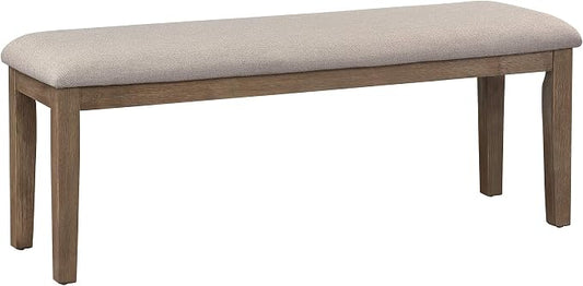 Homelegance Blair Upholstered Dining Bench, 48" W Entryway Bench, Sturdy Solid Wood Frame, Wire Brush Brown Finish, Comfortable Cushion Seat, Easy Assembly, Modern & Traditional, Gray/Brown