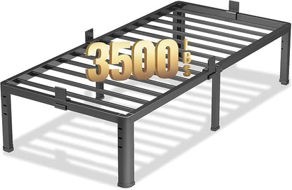 NKZ 18 Inch Metal Platform Bed Frame, Twin XL Size Bed Frame with Round Corner Legs, 3,500 lbs Heavy Duty Steel Slats Support, No Box Spring Needed, Easy Assembly, Noise Free