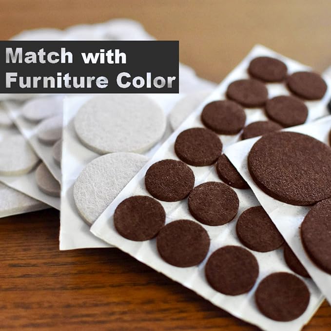 165 Piece Two Colors - Variety Size Furniture Felt Pads. Self Adhesive Pads with Transparent Noise Reduction Bumpers. Floor Protectors for Hardwood & Laminate Flooring-165 Piece