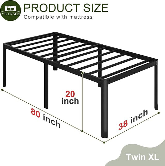 Yicensen 20 Inch High Twin XL Bed Frames with Rounded Corner Legs, Heavy Duty XL Twin Metal Platform Bed Frame No Box Spring Needed, Easy Assembly, Noise Free, Black