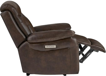 KISLOT Power Recliner Chair Wall Hugger Recliner with Adjustable Headrest and Footrest Dual Motor Electric Faux Leather Reclining Sofa with USB/Type-C Charging for RV Living Room Bedroom