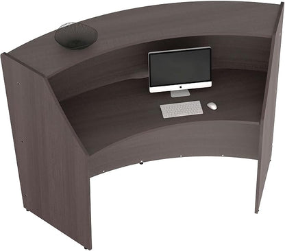 Linea Italia Curved Modern Office Desk Easy to Assembly Single Unit Reception Counter for Lobby, Salon, 70" x 27", Mocha