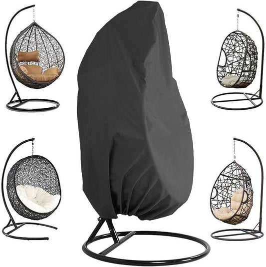 Patio Hanging Chair - Waterproof Outdoor Egg Chair with Durable Hem Cord, 210D Oxford Wicker, 115cm D x 190cm H