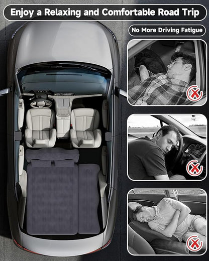 Umbrauto Car Air Mattress Bed: Inflatable SUV Camping Sleeping Pad for Truck Back Seat with Pump & Pillows, Blow Up Backseat Car Mattress for Van Rear Seat