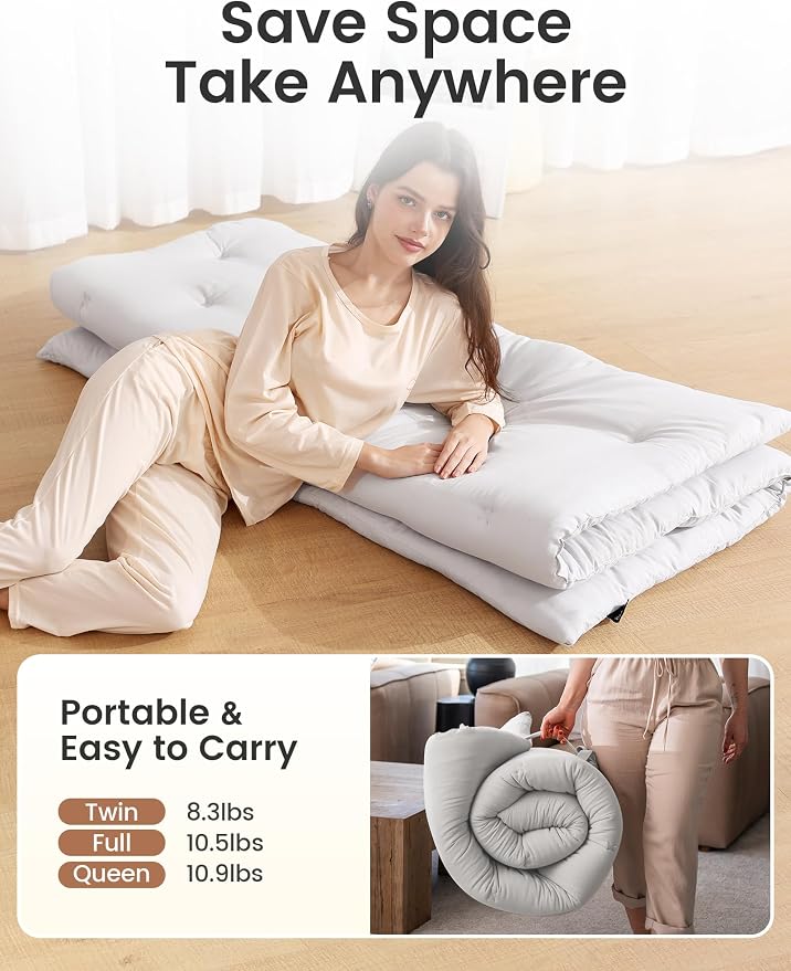 Syrinx Water Resistant Japanese Futon Mattress, Twin Size 75"x39", 2.5 Inch Thick Japanese Floor Mattress Tatami Mat, Foldable Floor Bed Sleeping Pad for Dormitory Guest Room Camping