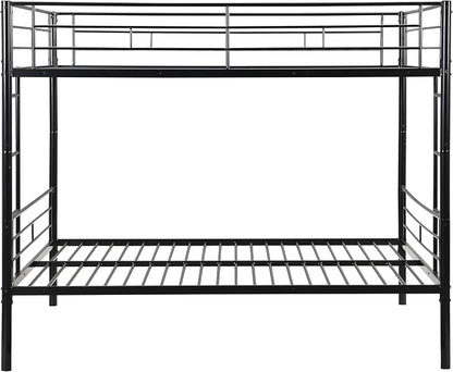 EMKK Metal Bunk Bed Full Over Full Bunkbeds,Full Size Bunk Bed with Safety Guardrail & Ladders,Space-Saving Design for Dorm,Guest Room,Heavy Duty Metal Slats, Noise Free,No Box Spring Needed,Black