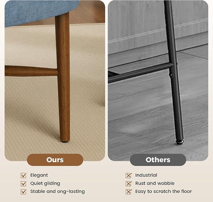 Dining Chairs Set of 6, Linen Upholstered, Solid Wood Legs, Blue | Mid Century Farmhouse, Cross-Brace Reinforced, Padded Cushion, Easy 15-Min Assembly, Kitchen Dining Room