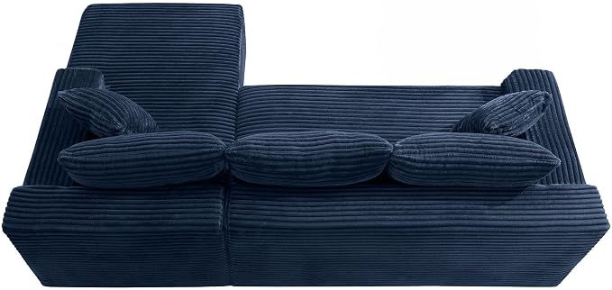 95" L-Shaped Right Facing Cloud Sectional Couch for Living Room, Modular Compressed Boneless Sectional Sofa Corduroy Boneless Corner Foam Sofa W/Chaise Lounge and Pillows