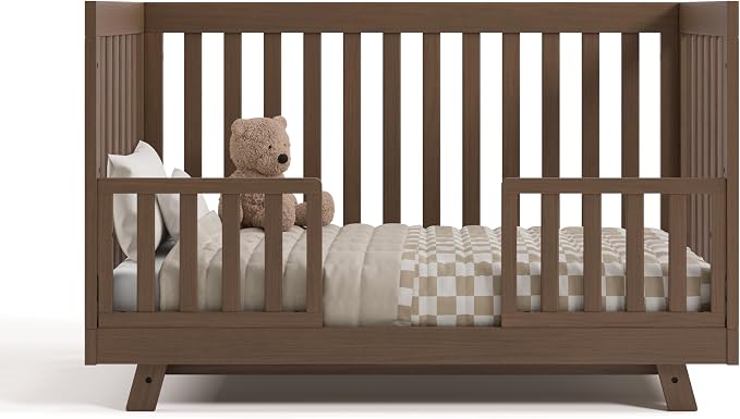 Storkcraft Beckett 3-in-1 Convertible Crib – GREENGUARD Gold Certified, Fits Standard Crib Mattress, Converts to Toddler Bed and Daybed, 4 Mattress Heights, Grow-with-Me Design (Hazelnut)